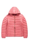 Save The Duck Kids' Iris Shiny Water Repellent Hooded Puffer Jacket In Pink