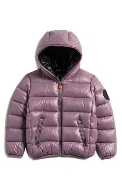 Save The Duck Kids' Kate Hooded Puffer Jacket In Purple