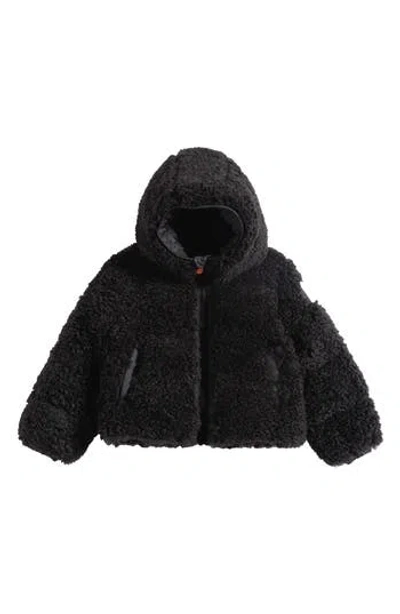 Save The Duck Kids' Kenda High Pile Fleece Hooded Jacket In Black