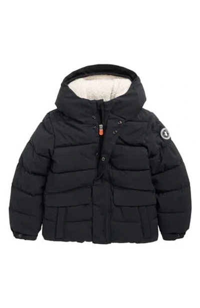 Save The Duck Kids' Klaus Hooded Puffer Jacket In Black
