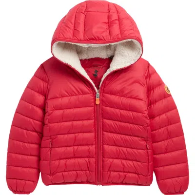 Save The Duck Kids' Leci Quilted Hooded Jacket In Red