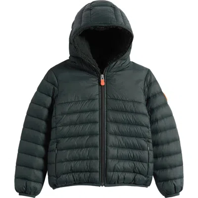 Save The Duck Kids' Leci Quilted Hooded Jacket In Green