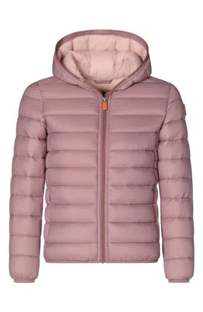 Save The Duck Kids' Lily Hooded Puffer Jacket In Burgundy