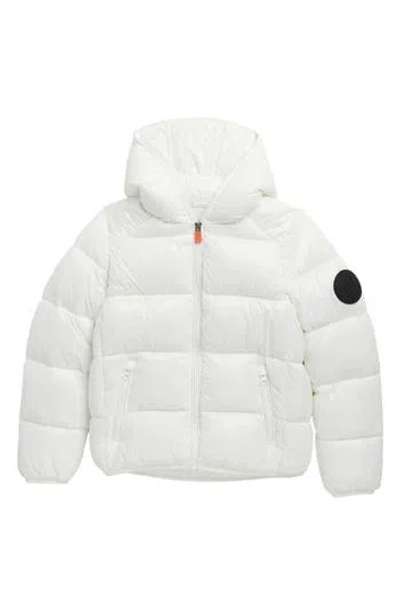 Save The Duck Kids' Lory Shiny Hooded Puffer Jacket In White