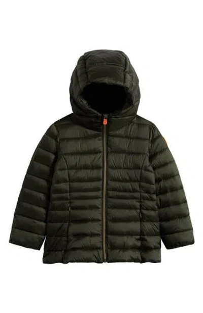 Save The Duck Kids' Maggy Hooded Puffer Jacket In Pine Green