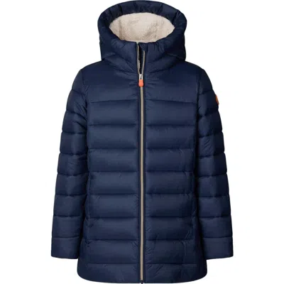 Save The Duck Kids' Meryl Water Repellent Puffer Coat In Blue
