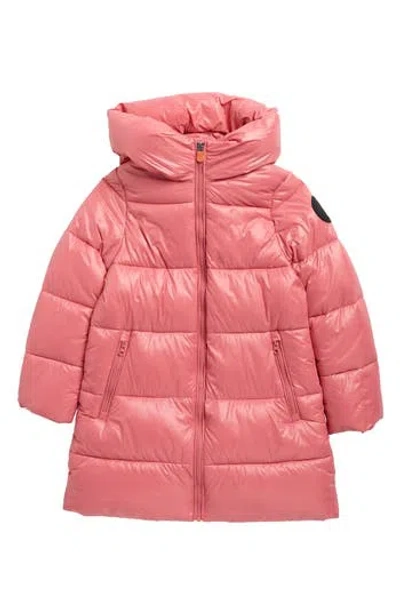 Save The Duck Kids' Milena Long Puffer Coat In Pink