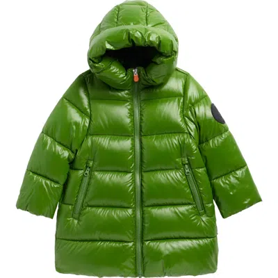 Save The Duck Kids' Millie Hooded Puffer Jacket In Green