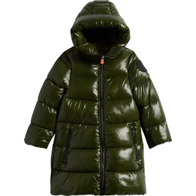 Save The Duck Kids' Millie Hooded Windproof Coat In Pine Green