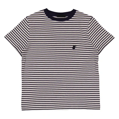 Save The Duck Kids Navy Blue Yasu Stripe Print Cotton T-shirt