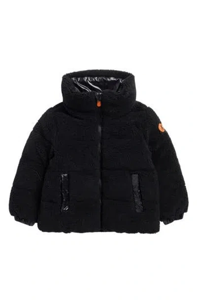 Save The Duck Kids' Onis Faux Shearling Puffer Jacket In Black
