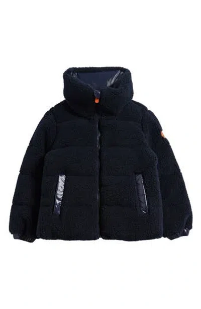 Save The Duck Kids' Onis Faux Shearling Puffer Jacket In Blue