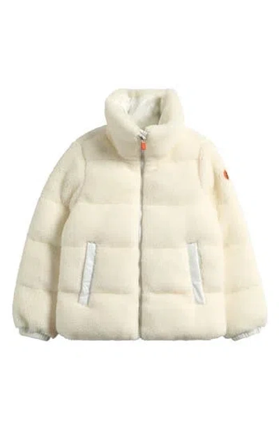Save The Duck Kids' Onis Faux Shearling Puffer Jacket In Neutral