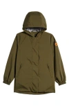 Save The Duck Kids' Qiana Waterproof Hooded Rain Jacket In Dusty Olive