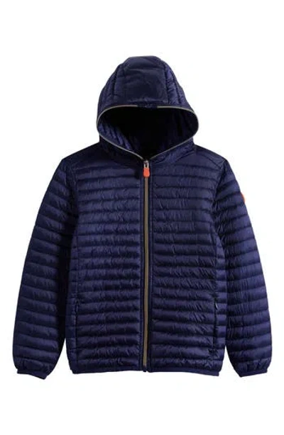Save The Duck Kids' Rosy Quilted Hooded Puffer Jacket In Navy Blue