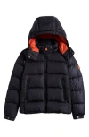Save The Duck Kids' Shiny Water Repellent Puffer Jacket With Detachable Hood In Black