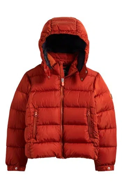 Save The Duck Kids' Shiny Water Repellent Puffer Jacket With Detachable Hood In Red
