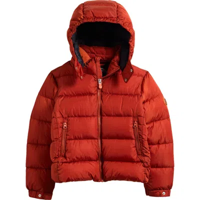 Save The Duck Kids' Shiny Water Repellent Puffer Jacket With Detachable Hood In Red
