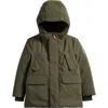 Save The Duck Kids' Theo Water Repellent Hooded Parka In Green