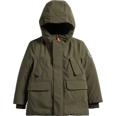 Save The Duck Kids' Theo Water Repellent Hooded Parka In Green