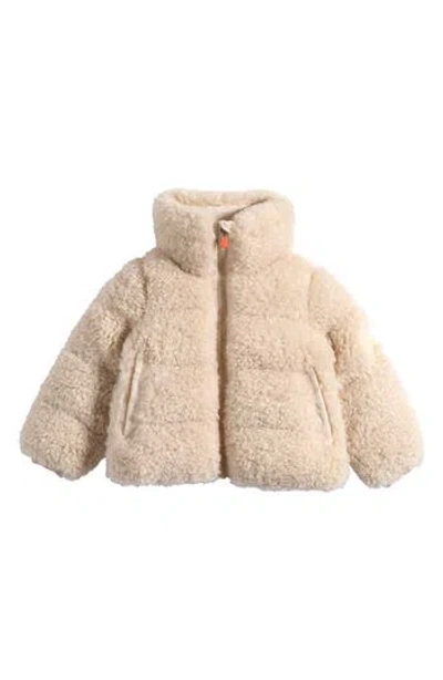 Save The Duck Kids' Thisbe High Pile Fleece Puffer Jacket In Neutral