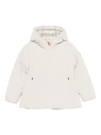 SAVE THE DUCK SAVE THE DUCK KIDS WHITE PADDED JACKET WITH HOOD