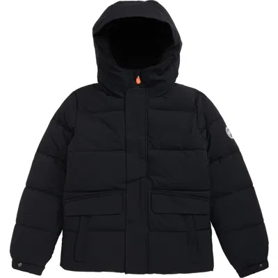Save The Duck Kids' Wind & Water Resistant Fleece Lined Puffer Jacket In Black