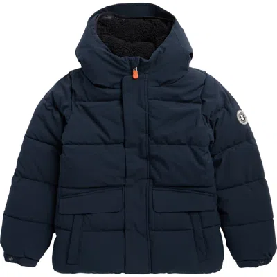 Save The Duck Kids' Wind & Water Resistant Fleece Lined Puffer Jacket In Black