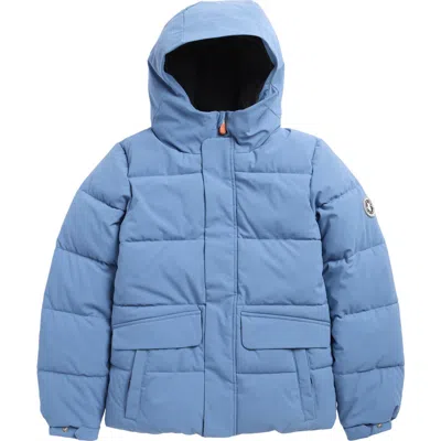Save The Duck Kids' Wind & Water Resistant Fleece Lined Puffer Jacket In Blue