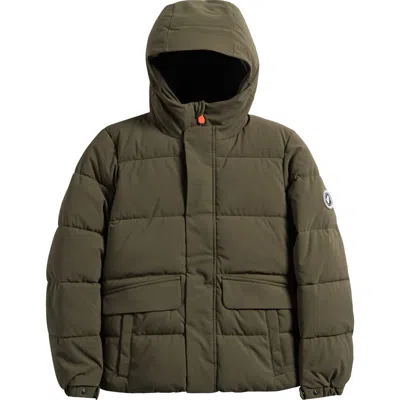 Save The Duck Kids' Wind & Water Resistant Fleece Lined Puffer Jacket In Green