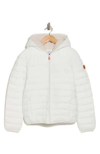 Save The Duck Kids' Wind & Water Resistant Fleece Lined Puffer Jacket In White