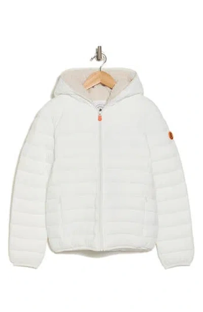 Save The Duck Kids' Wind & Water Resistant Fleece Lined Puffer Jacket In Off White
