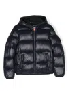 Save The Duck Logo-patch Zip-up Padded Jacket In Blue