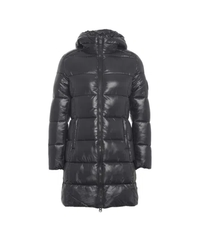 Save The Duck Knee-length Puffer Jacket With Innovative Plumtech Insulation In Black