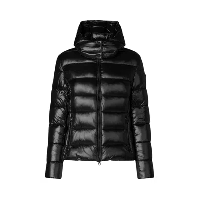 SAVE THE DUCK LACQUERED FINISH QUILTED JACKET WITH REMOVABLE HOOD