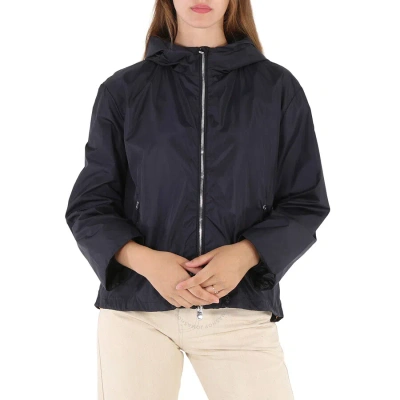 Save The Duck Ladies Black Hope Hooded Windbreaker Jacket In Blue