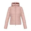 Save The Duck Ladies Pink Daisy Animal Free Hooded Puffer Jacket In Pink