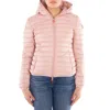 Save The Duck Ladies Pink Daisy Animal Free Hooded Puffer Jacket In Pink