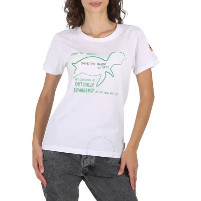 Save The Duck Ladies White Vivian Turtle Print T-shirt
