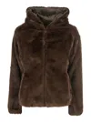 Save The Duck 'laila' Brown Down Jacket With Hood I N Ecofur Woman In Brown