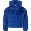 Save The Duck Light Blue Coat For Girl With Logo In Light Blue