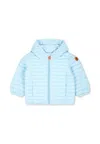 Save The Duck Light Blue Nene Down Jacket For Baby Boy With Logo In Light Blue
