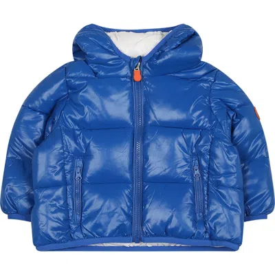 Save The Duck Light Blue Jody Down Jacket For Baby Boy With Logo