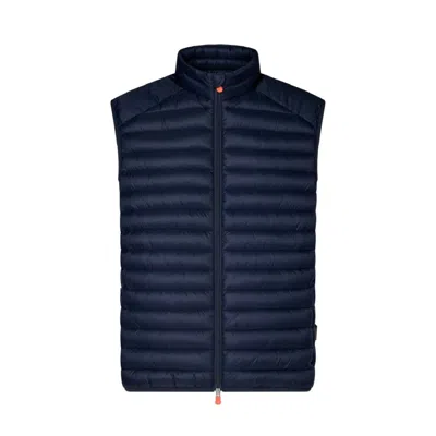 Save The Duck Lightweight Quilted Vest With Stand-up Collar In Blue