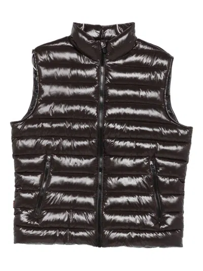 Save The Duck Lightweight Sleeveless Puffer Vest With Glossy Finish In Black