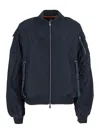 Save The Duck 'lil' Blue-black Bomber Jacket With Front Pockets And Logo Patch Applied On The Sleeve In Tech Fabri In Black