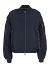 Save The Duck 'lil' Blue-black Bomber Jacket With Front Pockets And Logo Patch Applied On The Sleeve In Tech Fabri In Black