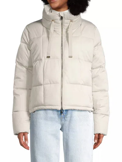 Save The Duck Lobelia Quilted Coat In Rainy Beige In White