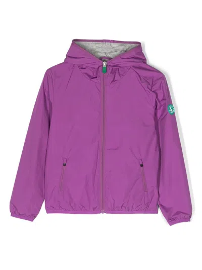 Save The Duck Kids' Logo-detail Hooded Jacket In Purple