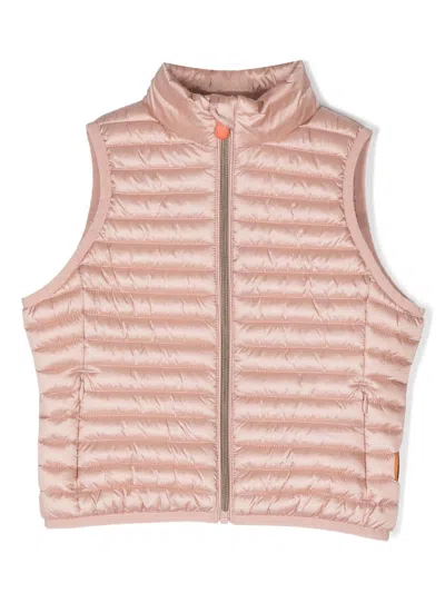 Save The Duck Kids' Logo-detail Padded Gilet In Pink